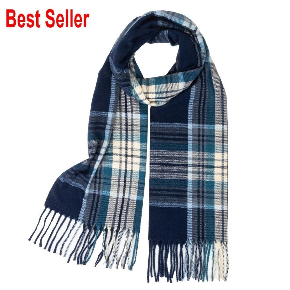 Oversized Cashmere Feel Plaid Scarf Shawl Wrap Classic Winter Chic Elegant